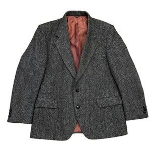 Vintage Harris Tweed 42S Gray Blazer Jacket Sport Suit Coat Canada 100% Wool